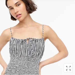 J Crew smocked tie-front dress in gingham